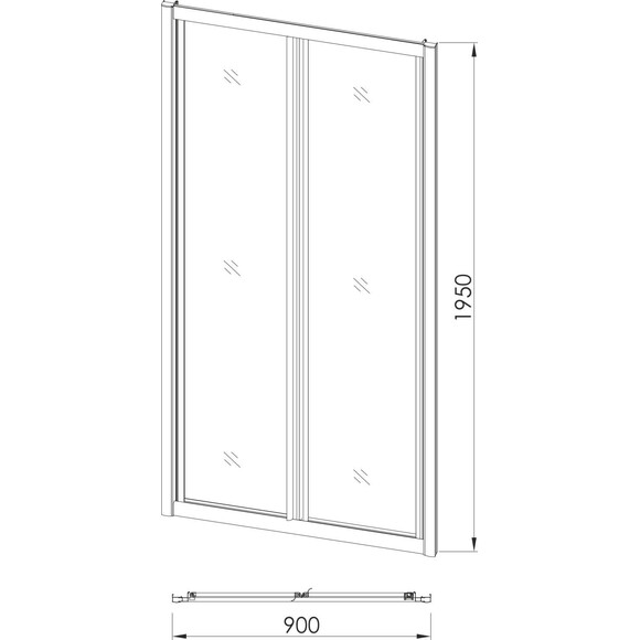 Душевая дверь Eger Bifold 599-029-90 (90 см, стекло прозрачное, профиль хром), Доступные размеры: 90, Цвет производителя: хром, Расположение проема (входа): на всю ширину, фото 3