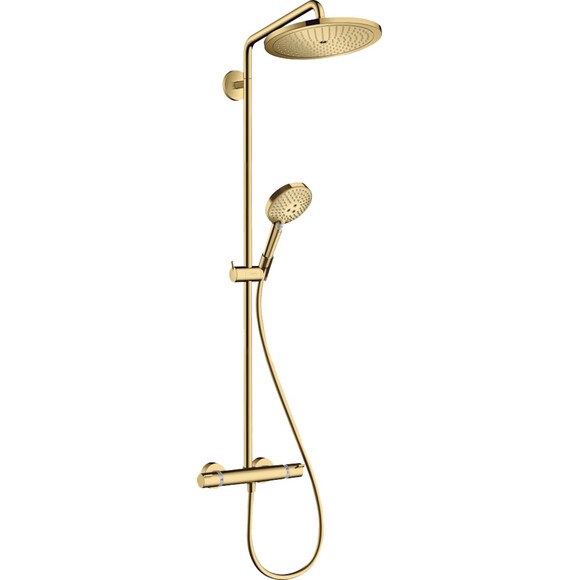 Душова система з термостатом Hansgrohe Croma Select S Showerpipe 280 1jet Polished Gold Optic 26890990 (поліроване золото), Колір виробника: поліроване золото, фото 