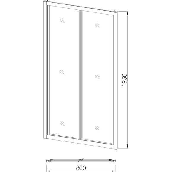 Душові двері Eger Bifold 599-029-80 (80 см, прозоре скло, профіль хром), Доступні розміри: 80, Колір виробника: хром, Расположение проема (входа): на всю ширину, фото , изображение 3