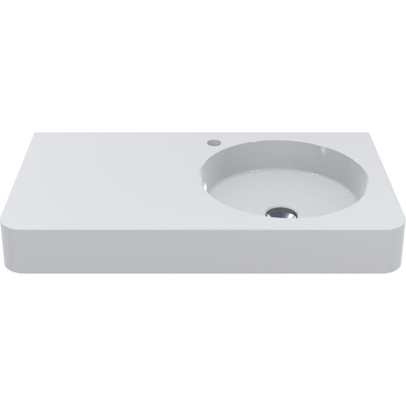 Умывальник-столешница Miraggio Loop 800 R Miramarble 8814187 (80x45 см, белый глянцевый, с крылом), Доступные размеры: 80 x 45 R, Цвет производителя: белый глянец, Технология производства: Miramarble, фото 3