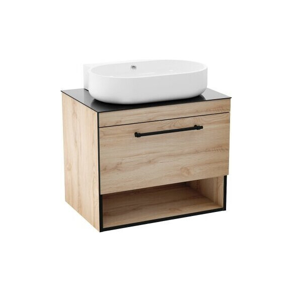 Комплект мебели Imprese Black Edge 70 см дуб f32117OK(3) (тумба подвесная + умывальник накладной + пенал подвесной), Доступные размеры: 70, Цвет производителя: дуб, фото 3