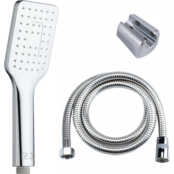 Лійка для душу RJ Chrome RJSH000-01CH (однорежимна, зі шлангом та тримачем), фото , изображение 2
