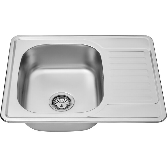 Кухонна мийка Kroner KRP Satin 6350 (Satin-635008180, 63x50 см, 0.8 мм, з сифоном), Тип поверхні: сатин (матовая), фото , изображение 3