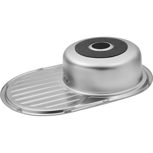 Кухонна мийка Kroner KRP Satin 7750 (Satin-775008180, 77x50 см, 0.8 мм, з сифоном), Тип поверхні: сатин (матовая), фото , изображение 8