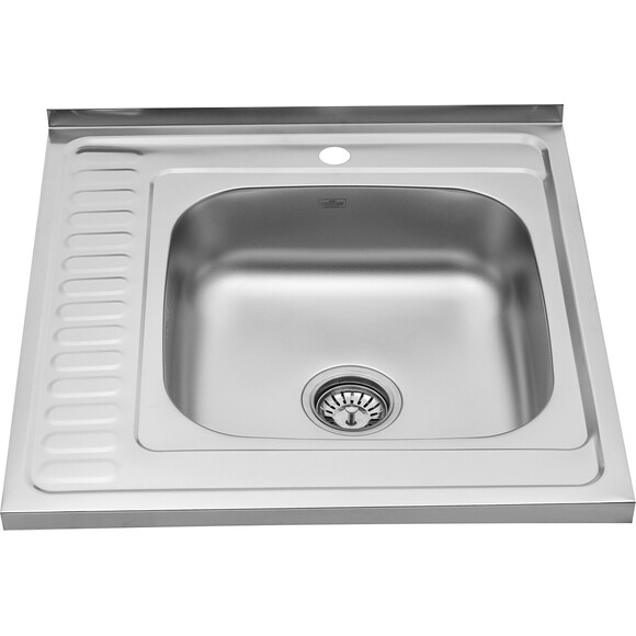 Мойка для кухни Kroner KRP Dekor 6060R (Dekor-6060R06160, 60x60 см, 0.6 мм, с сифоном), Доступные размеры: 60 x 60 R, Тип поверхности: декор (рифленая), фото 4