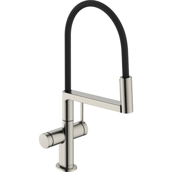Смеситель для кухни Hansgrohe Talis Select M54 PowderSpray Stainless Steel Finish/Black Matt 72861800 (нержавеющая сталь/черный матовый, c гибким изливом), Цвет производителя: черный матовый, нержавейка, фото 