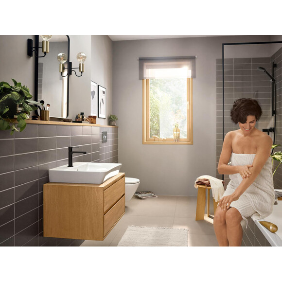 Смеситель для умывальника Hansgrohe Rebris E Black Matt 72559670 (черный матовый, с донным клапаном), Цвет производителя: черный матовый, фото 5