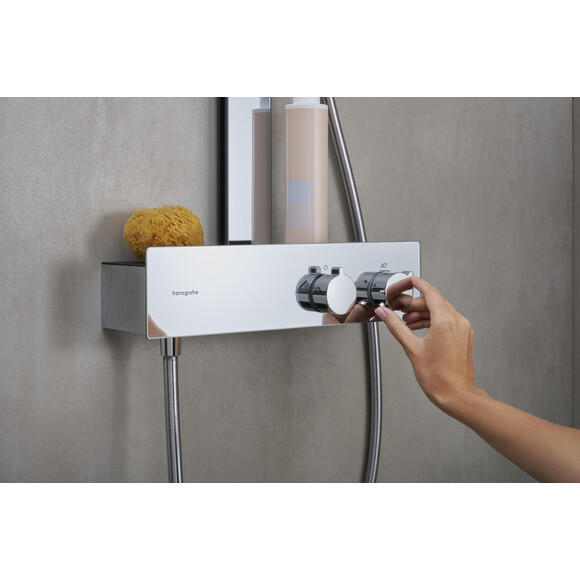 Душова система з термостатом Hansgrohe Rainfinity Showerpipe 360 1jet Chrome 26853000 (хром, з поличкою), Колір виробника: хром, фото , изображение 8