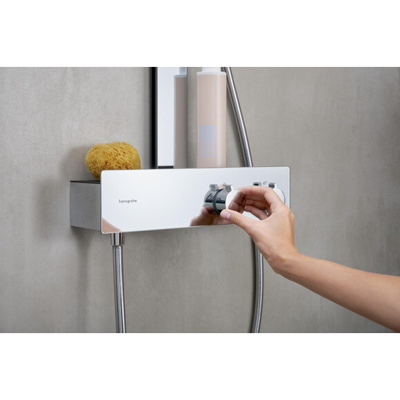 Душова система з термостатом Hansgrohe Rainfinity Showerpipe 360 1jet Chrome 26853000 (хром, з поличкою), Колір виробника: хром, фото , изображение 7