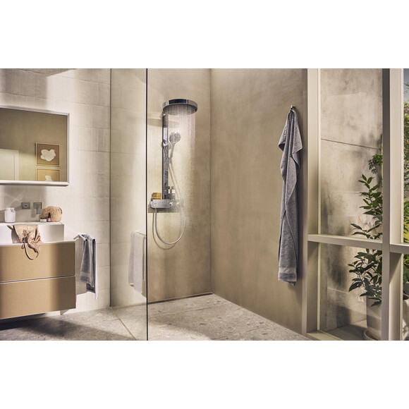 Душова система з термостатом Hansgrohe Rainfinity Showerpipe 360 1jet Chrome 26853000 (хром, з поличкою), Колір виробника: хром, фото , изображение 5