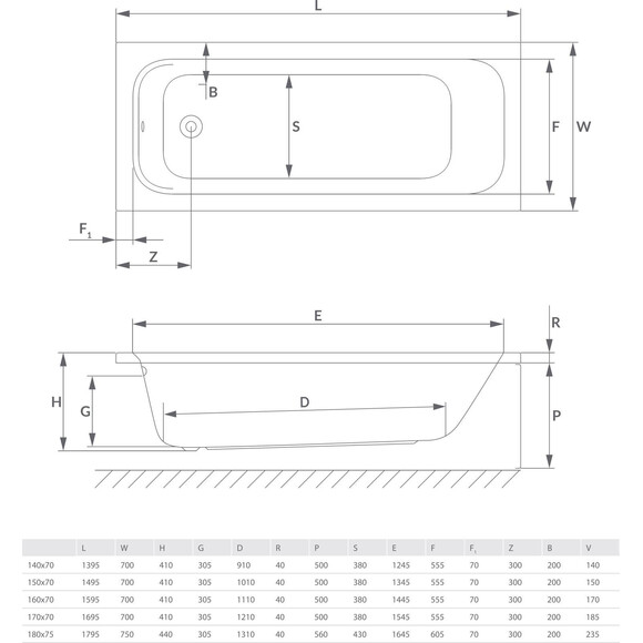 Акрилова ванна Radaway Mia Eco WA1-55-140x070 (140x70 см, з ніжками), Доступні розміри: 140 x 70, фото , изображение 3