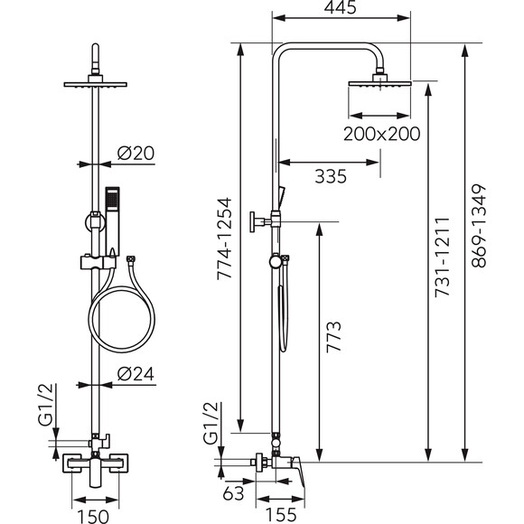 Душова система Ferro Vitto VerdeLine Chrome NP81-BVI7UVL (хром), Колір виробника: хром, фото , изображение 3