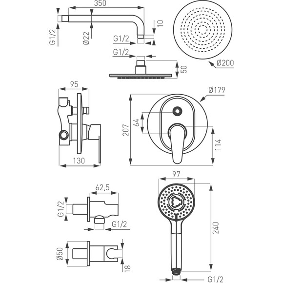 Душевая система Ferro Algeo Chrome BAG7P-SET1-S (скрытого монтажа), фото 4