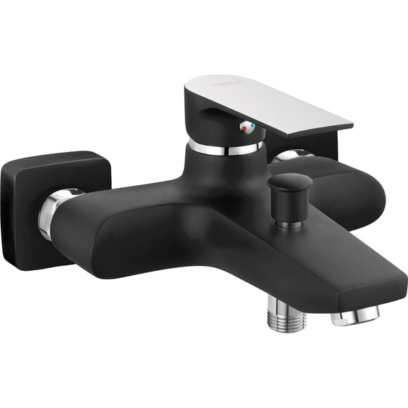 Смеситель для ванны Ferro Algeo Square Black Matt/Chrome BAQ1BLC (черный матовый/хром), фото 