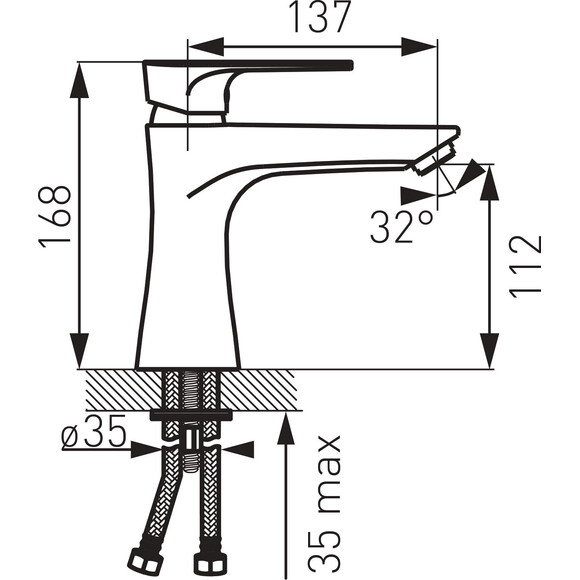 Смеситель для умывальника Ferro Algeo Square Black Matt/Chrome BAQ2BLC (черный матовый/хром), фото 2