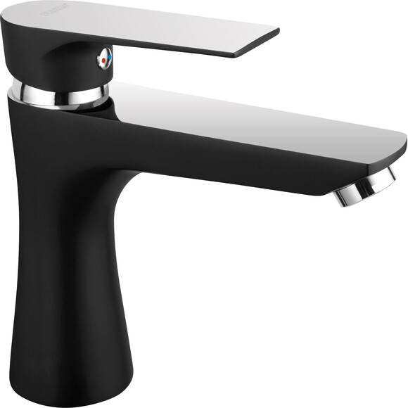 Смеситель для умывальника Ferro Algeo Square Black Matt/Chrome BAQ2BLC (черный матовый/хром), фото 