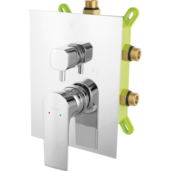Смеситель скрытого монтажа для ванны Ferro Algeo Square Chrome BAQ7P3BOX (внутренняя часть в комплекте), фото 