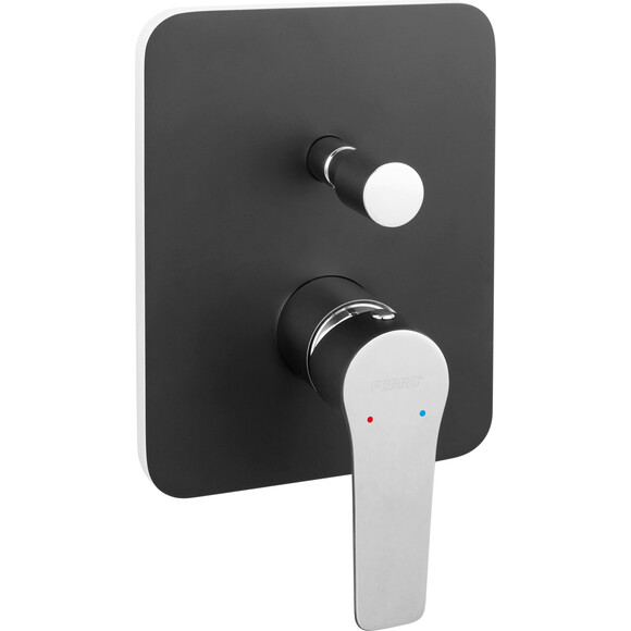 Смеситель скрытого монтажа для ванны Ferro Adore Black Matt/Chrome BDR7PBLC (черный матовый/хром, внутренняя часть в комплекте), фото 