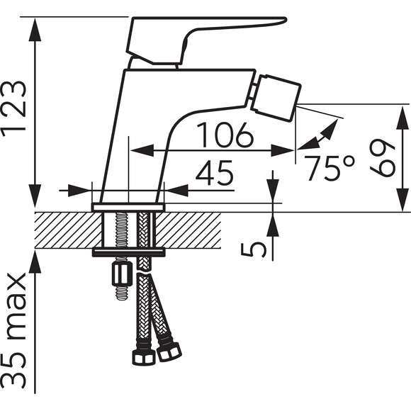 Смеситель для биде Ferro Vitto Verdeline Black Matt BVI6VLBL (черный матовый, с донным клапаном), Цвет производителя: черный матовый, фото 3