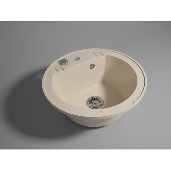 Мойка для кухни Ferro Mezzo II Sand DRGM1/51SA (51x51 см, песок, с сифоном и клапаном-автоматом), Доступные размеры: Ø 51, Цвет производителя: песочный, фото 2