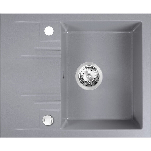 Мойка для кухни Ferro Mezzo II Grey DRGM48/58GA (58x48 см, серая, с сифоном и клапаном-автоматом), Доступные размеры: 58 x 48, Цвет производителя: серый, фото 