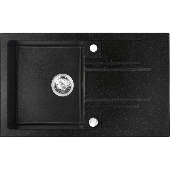 Мийка для кухні Ferro Mezzo II Graphite Shine DRGM48/78HA (78x48 см, графітова глянсова, з сифоном та клапаном-автоматом), Доступні розміри: 78 x 48, Колір виробника: графіт глянсовий, фото 