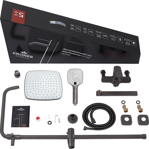 Душевая система Kroner KRP Armada Graphite Matt Armada-GRP067 (матовый графит, с изливом), фото 11