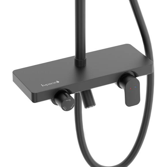 Душева система Imprese Modus D Black Matt t030B08210SQ (чорна матова, з виливом та полицею), Колір виробника: чорний матовий, фото , изображение 2