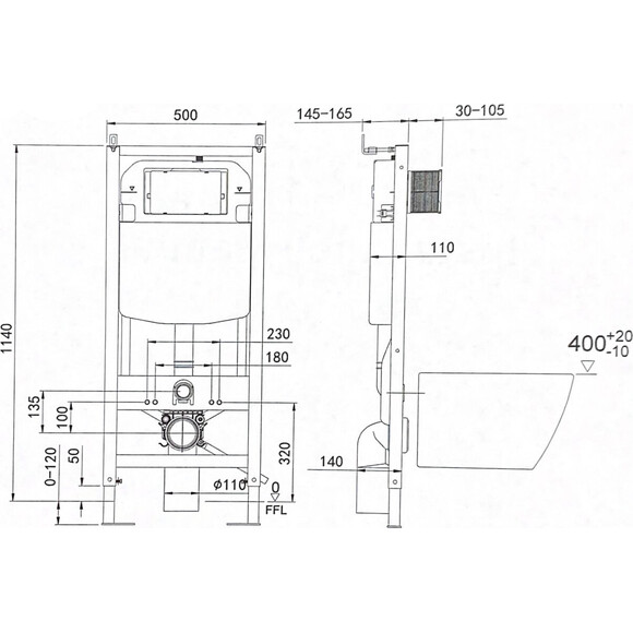 Инсталляция для унитаза 3 в 1 VBI Elba VBI-030001 (с прокладкой и креплением к стене), фото 3