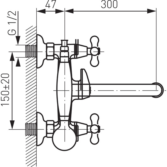 Змішувач для ванни Ferro Retro Chrome XR11A (з лійкою та шлангом), фото , изображение 4