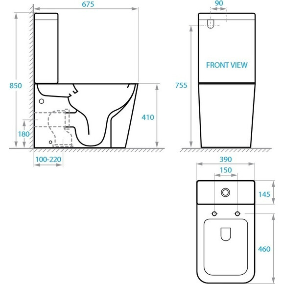 Безобідковий унітаз-компакт Koller Pool Kvadro 1810550199+1050680199 (KR-0675-RC-C+KR-0675-RC-T+KP-6001, з сидінням та гнучким підведенням), фото , изображение 7