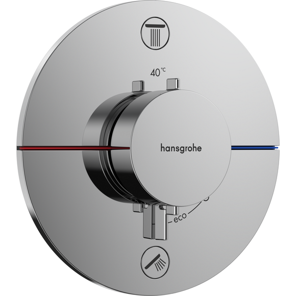 Внешняя часть смесителя скрытого монтажа с термостатом для ванны Hansgrohe ShowerSelect S Chrome 15556000 (хром), Цвет производителя: хром, фото 