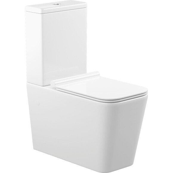 Безобідковий унітаз-компакт Koller Pool Kvadro 1810550199+1050680199 (KR-0675-RC-C+KR-0675-RC-T+KP-6001, з сидінням та гнучким підведенням), фото , изображение 3