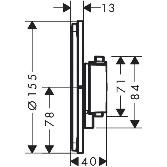Внешняя часть смесителя скрытого монтажа с термостатом для душа Hansgrohe ShowerSelect Comfort S Matt Black 15562670 (черная матовая), Цвет производителя: черный матовый, фото 2