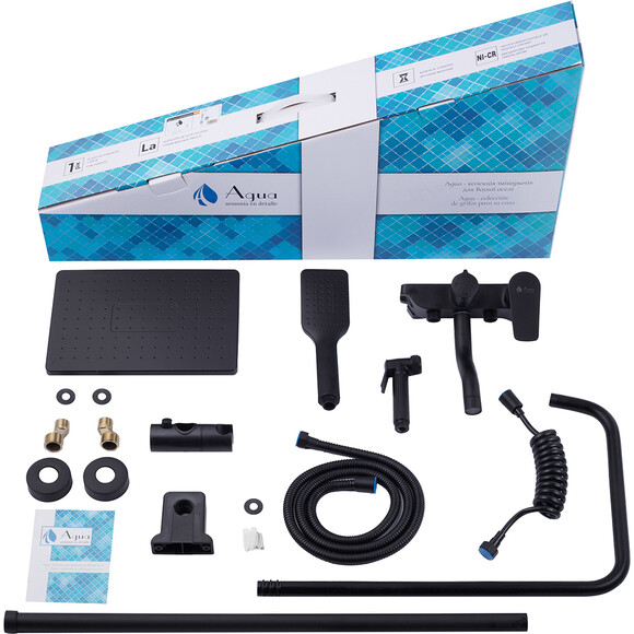 Душевая система Agua Acero Avion 06426NM (Acero-06426NM, черная матовая, с изливом и гигиеническим душем), фото 13