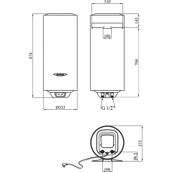 Бойлер Ariston Slim Pro1 50V 1,8K PL EU 3626460 (50 л, 1800 Вт, мокрий ТЕН), фото , изображение 7