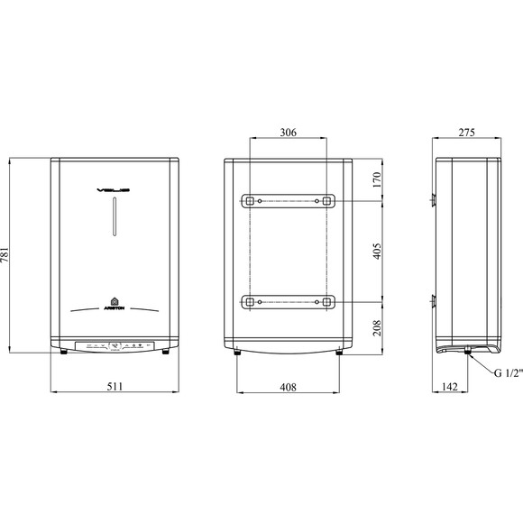 Бойлер Ariston Velis Pro 50 EU 3626135 (50 л, 2x1500 Вт, мокрий ТЕН), Об'єм: 50, фото , изображение 8