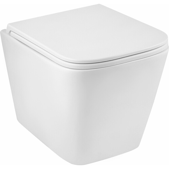 Безободковый подвесной унитаз Kroner Eifel Tornado WHI493436 (EifelWHI493436, с сиденьем), фото 