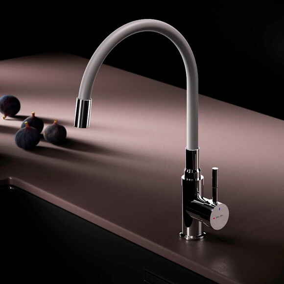 Смеситель для кухни Am.Pm X-Joy S F85B07605 (хром/серый, с гибким изливом), Цвет производителя: хром, серый матовый, фото 2