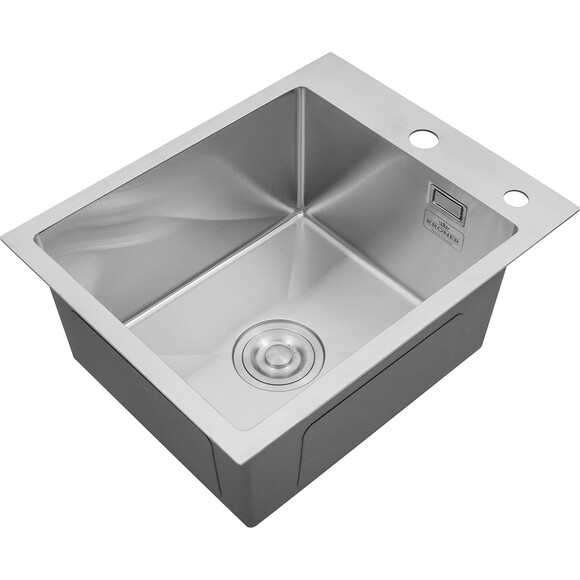 Кухонна мийка Kroner KRP Gebürstet 4050HM (Geburstet-4050HM, 40x50 см, 3.0/1.0 мм, з коландером та сифоном), Доступні розміри: 40 x 50, фото , изображение 4