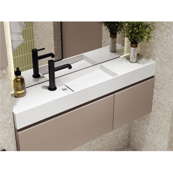 Умивальник-стільниця Miraggio Toni 1050 Miramarble 8814593 (105x22 см, з крилом), Доступні розміри: 105 x 22, Технологія виробництва: Miramarble, фото , изображение 2