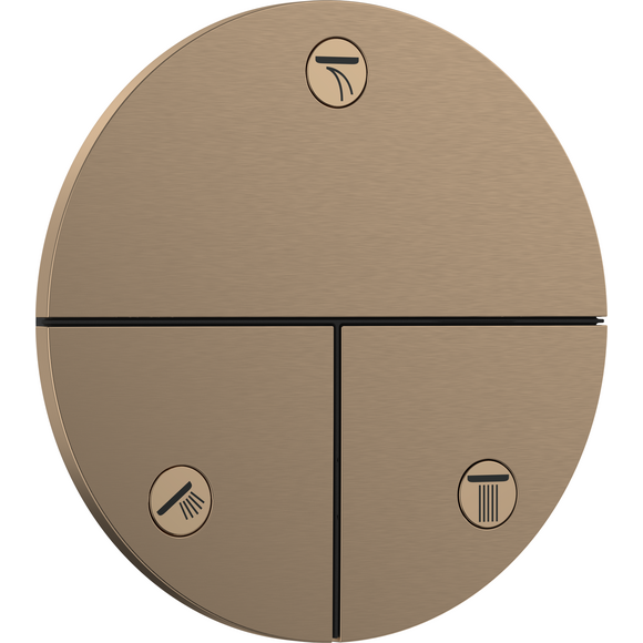 Перемикач на 3 споживачів Hansgrohe ShowerSelect Comfort S Brushed Bronze 15558140+01500180 (брашована бронза, внутрішня частина в комплекті), Колір виробника: брашована бронза, фото , изображение 2