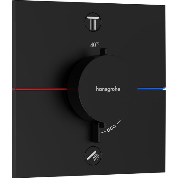 Змішувач прихованого монтажу для ванни з термостатом Hansgrohe ShowerSelect Comfort E Matt Black 15572670+01500180 (чорний матовий, внутрішня частина в комплекті), Колір виробника: чорний матовий, фото , изображение 3