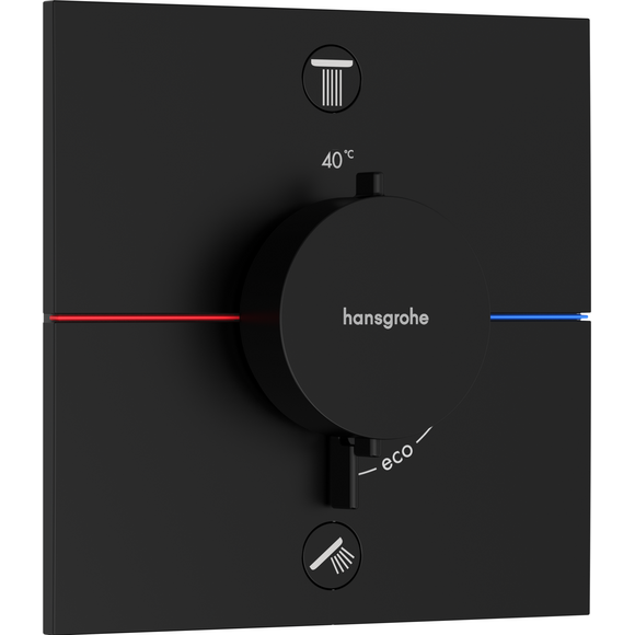Смеситель скрытого монтажа с термостатом для ванны Hansgrohe ShowerSelect E Matt Black 15578670+01500180 (черный матовый, внутренняя часть в комплекте), Цвет производителя: черный матовый, фото 2
