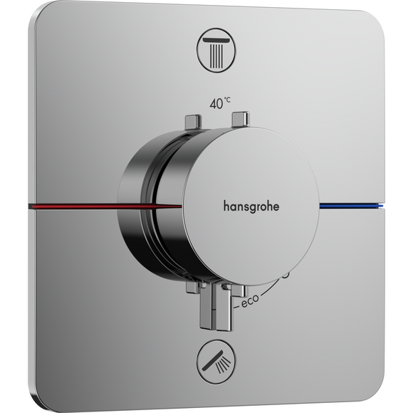 Смеситель скрытого монтажа с термостатом для ванны Hansgrohe ShowerSelect Comfort Q Chrome 15586000+01500180 (хром, внутренняя часть в комплекте), Цвет производителя: хром, фото 2
