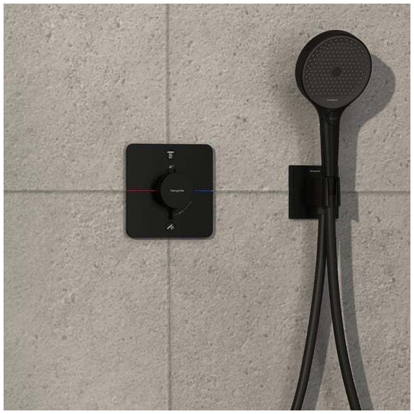 Змішувач прихованого монтажу з термостатом для ванни Hansgrohe ShowerSelect Comfort Q 15583670+01500180 (чорний матовий, внутрішня частина в комплекті), Колір виробника: чорний матовий, фото , изображение 4