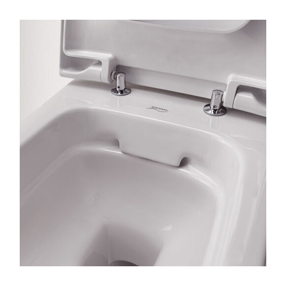Безобідковий підвісний унітаз Geberit iCon Square Rimfree 201950000+571910000 (з сидінням), фото , изображение 5