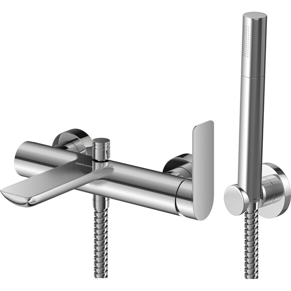 Змішувач для ванни Kohlman Proxima Chrome-KPL-QW110P (з лійкою та шлангом), фото 