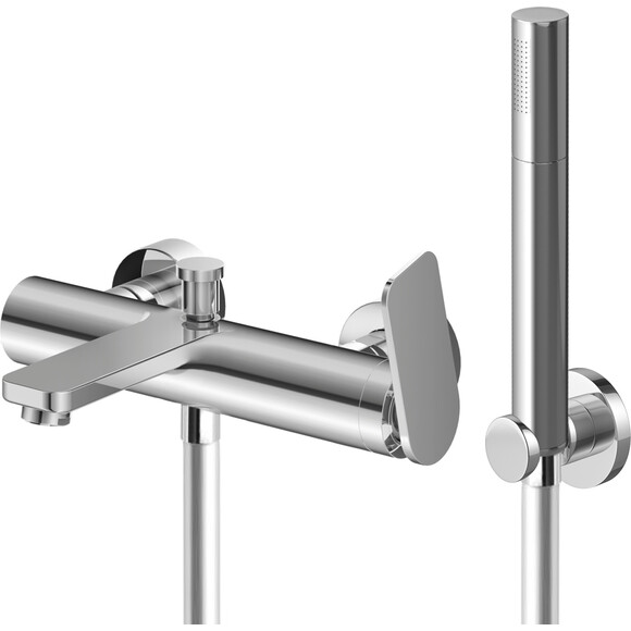 Змішувач для ванни Kohlman Wexpo Chrome KPL-QW110W (з лійкою та шлангом), фото 