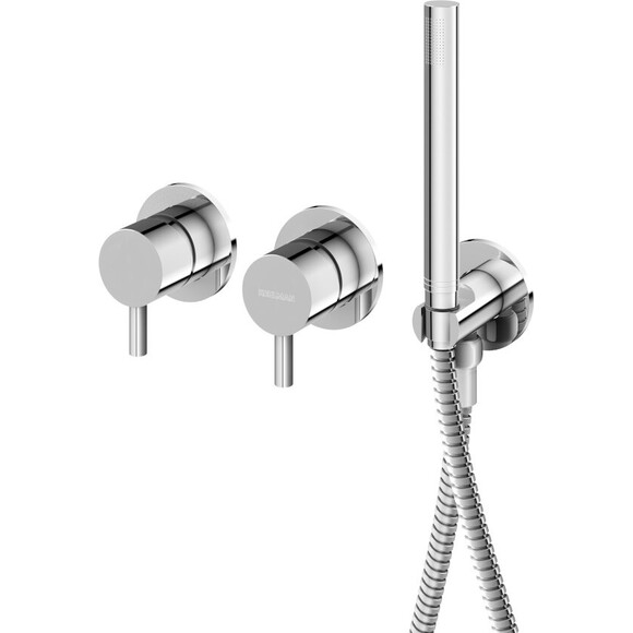 Змішувач прихованого монтажу для ванни Kohlman Axel Chrome KPL-QW260AW (хром, з лійкою та шлангом, внутрішня частина в комплекті), Колір виробника: хром, фото , изображение 2